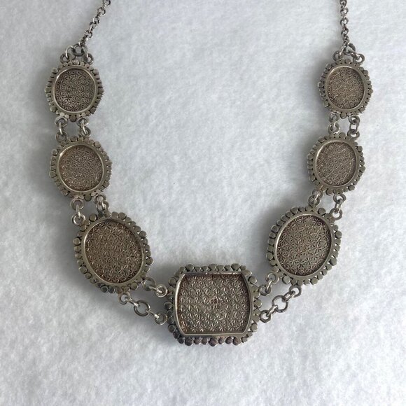 Sterling Silver 925 Chunky Mother Of Pearl Pink Red Rolo Chain Panel Necklace - Picture 7 of 16